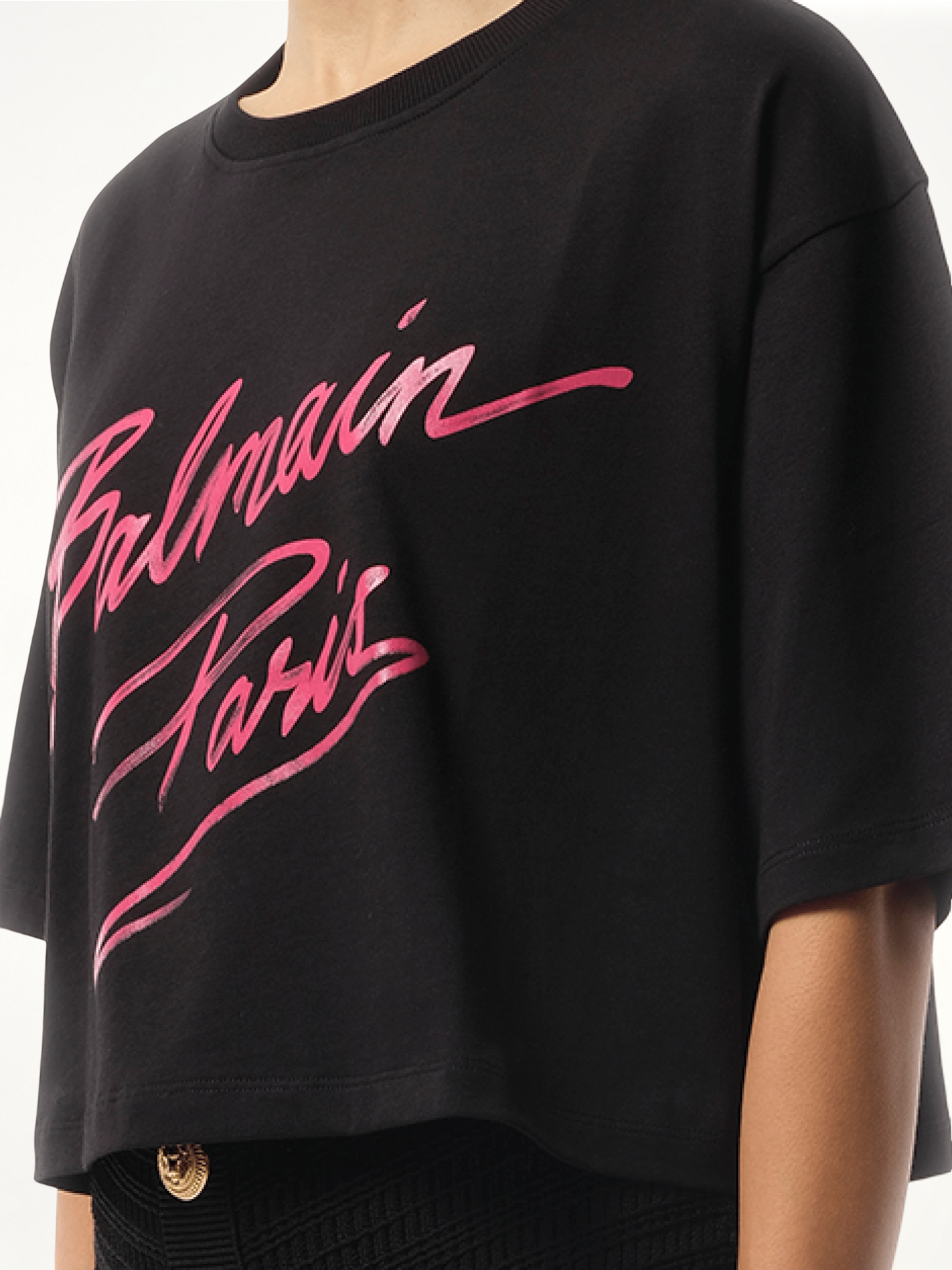 BALMAIN Balmain Baseball Cropped T-Shirt (Pink)