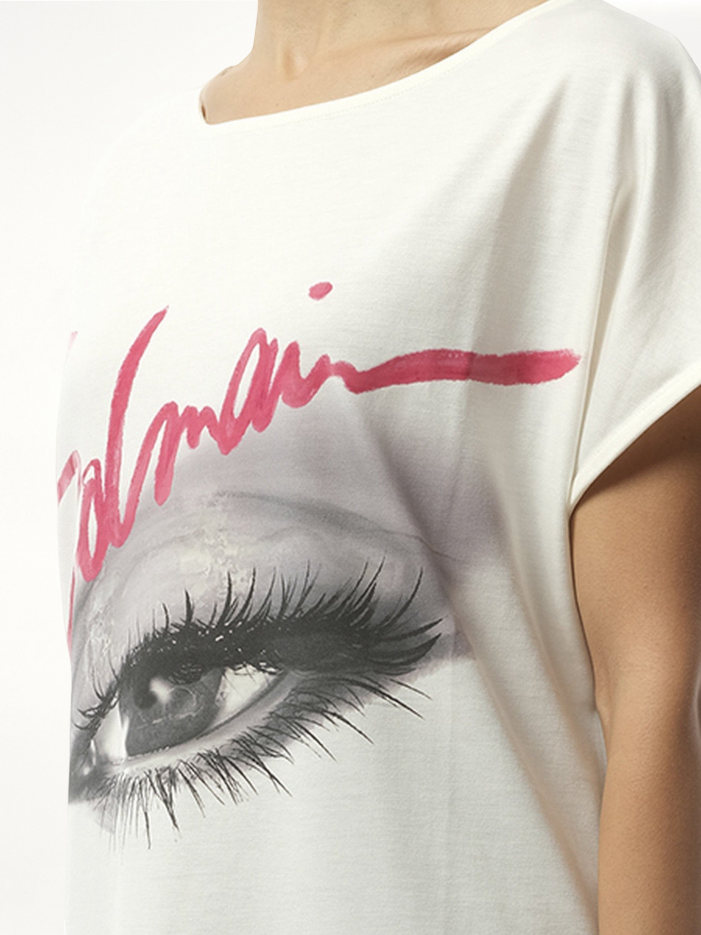 Boatneck Balmain Eye Print Top (White)