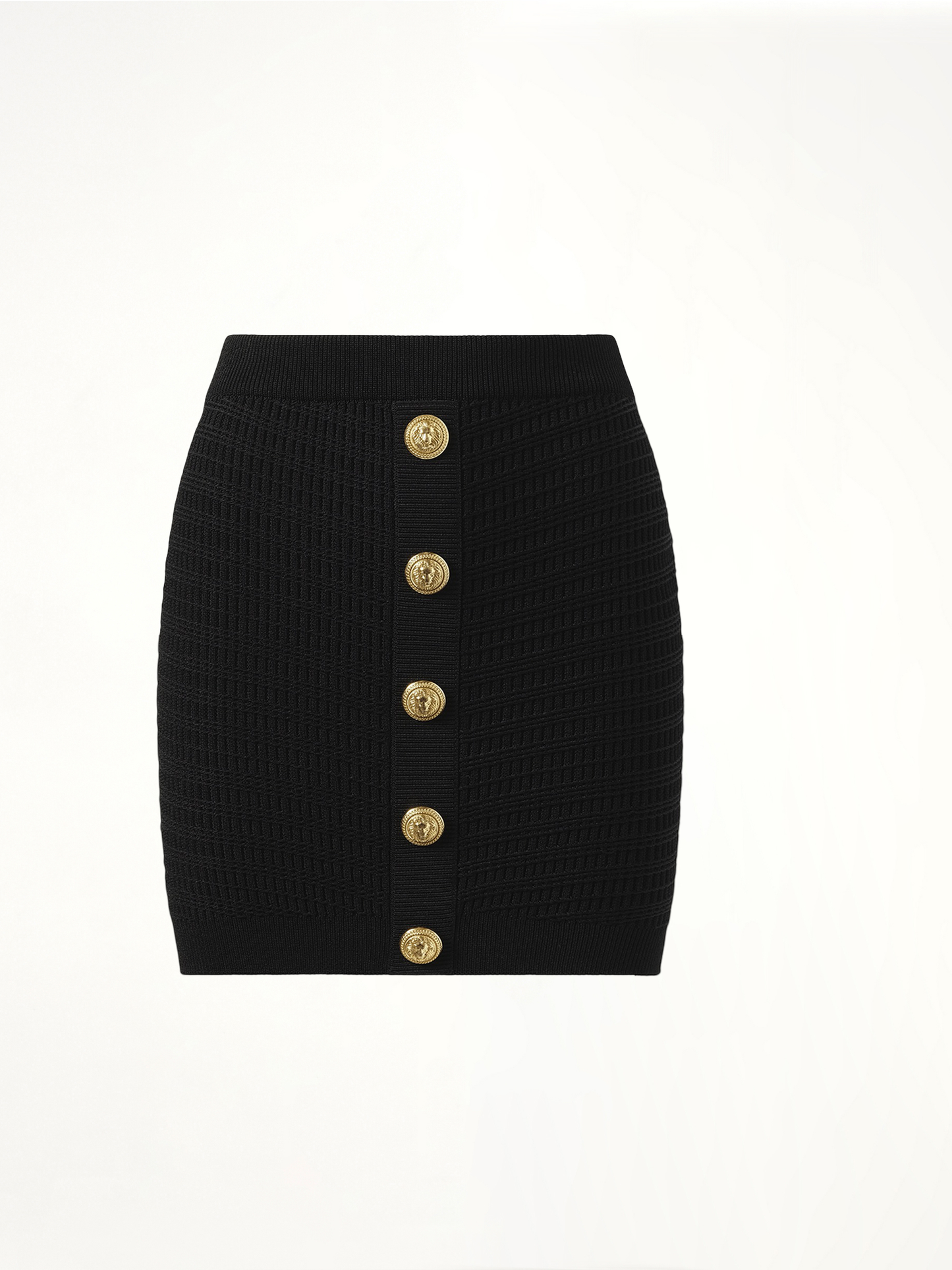 BALMAIN Buttoned Knit Short Skirt (Black)