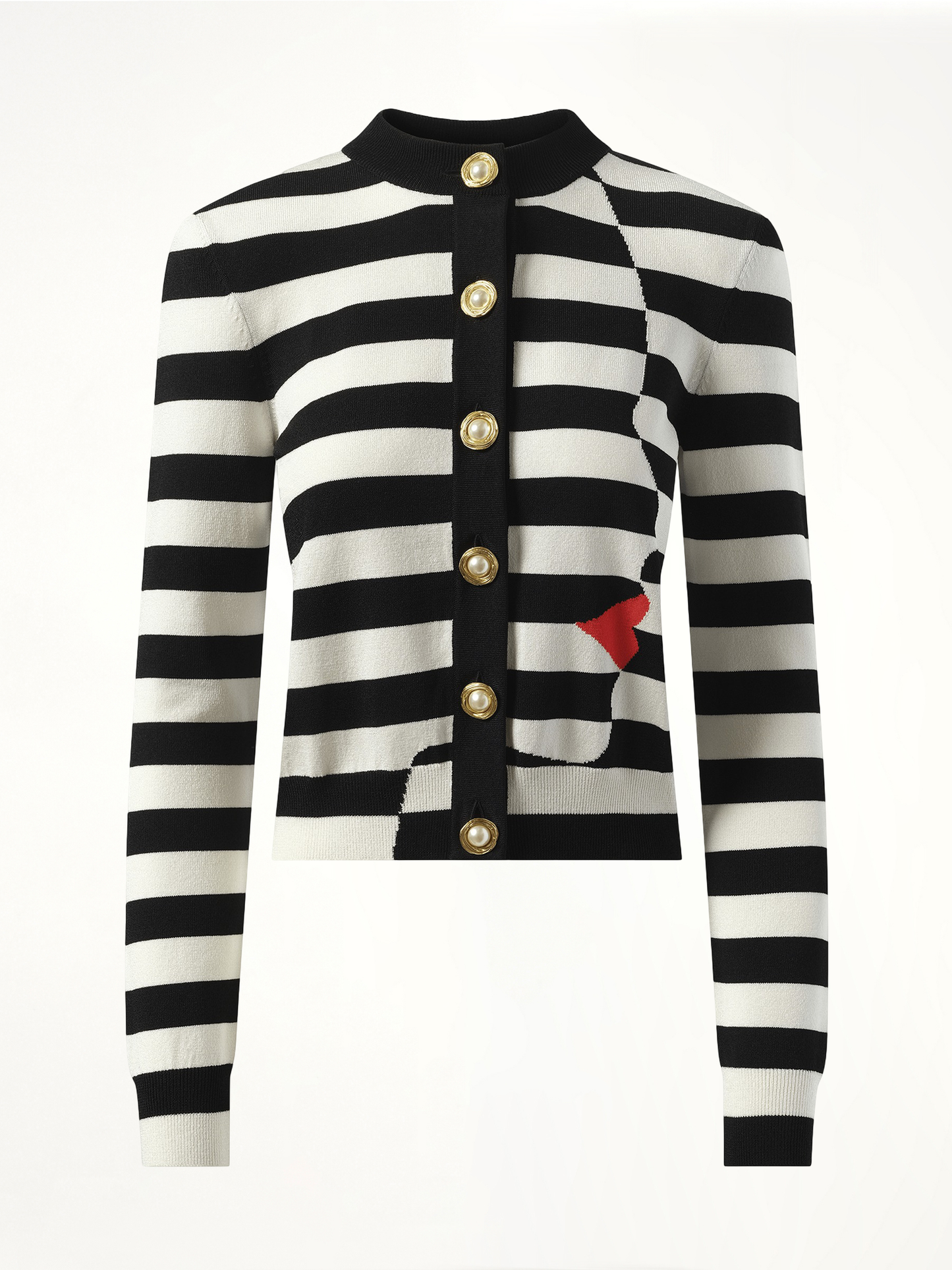 BALMAIN Buttoned Face Mariniere Knit Cardigan (Black)