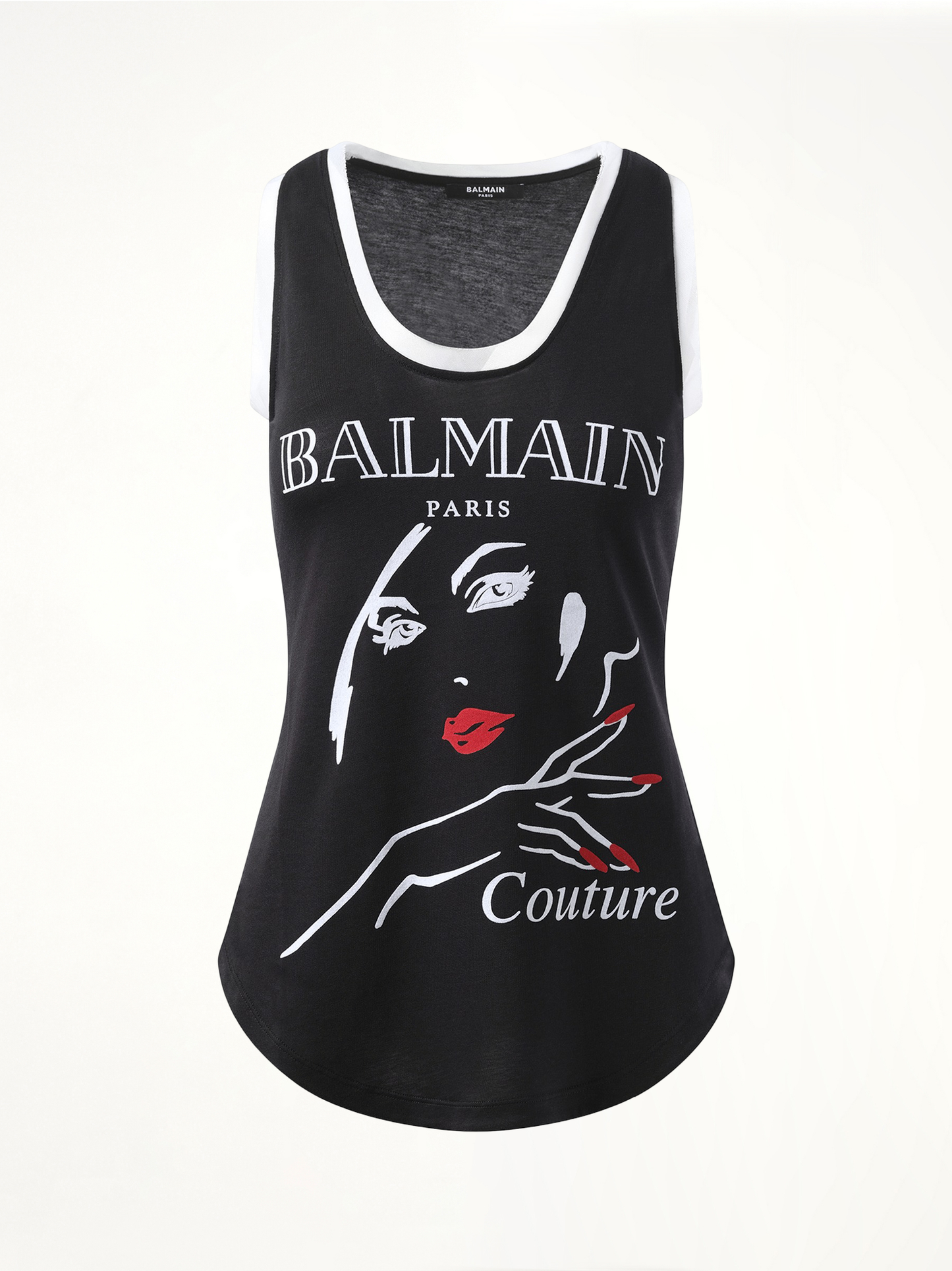 BALMAIN Balmain Beauty Print Jersey & Muslin Top (Black)