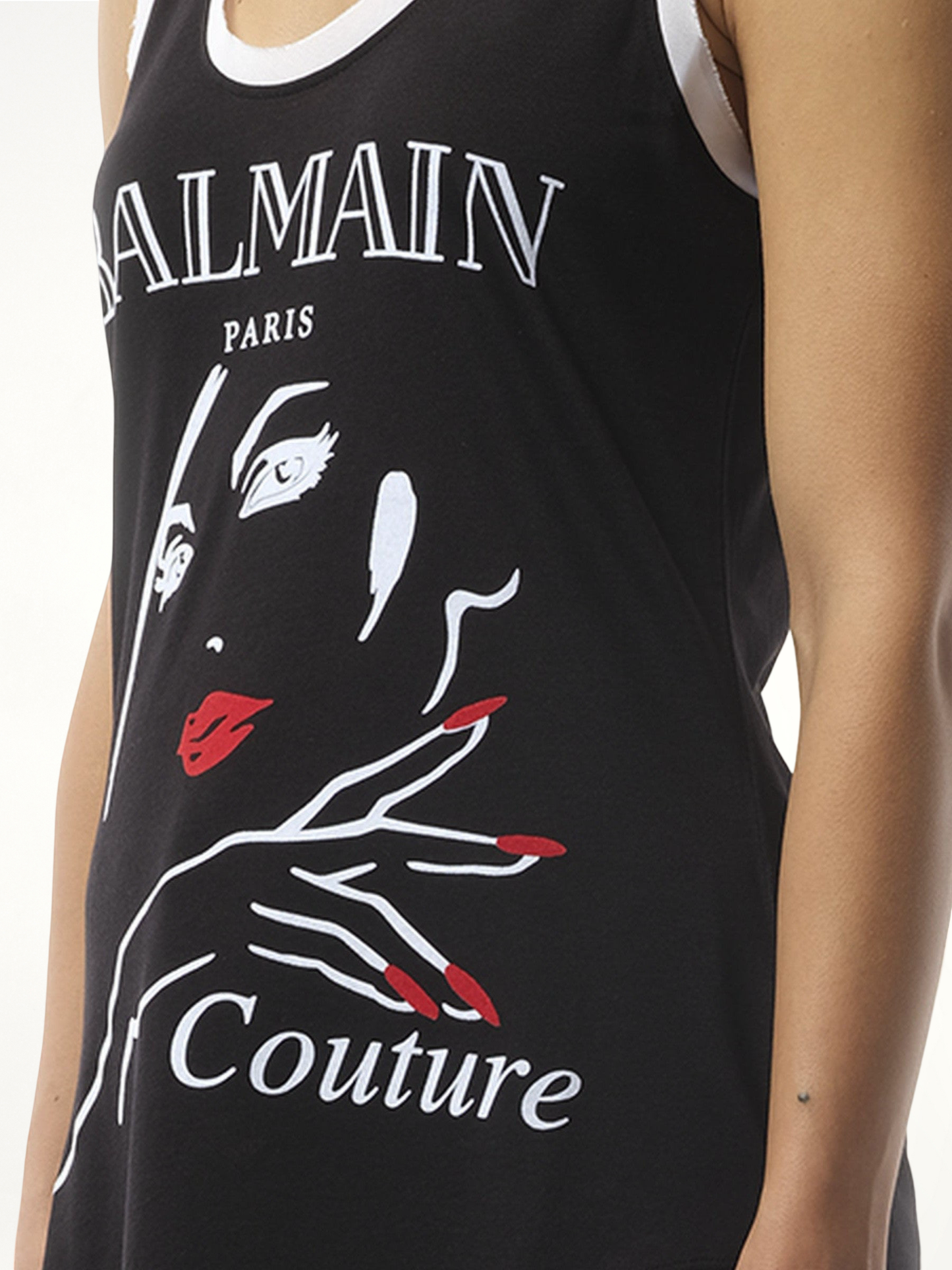 BALMAIN Balmain Beauty Print Jersey & Muslin Top (Black)