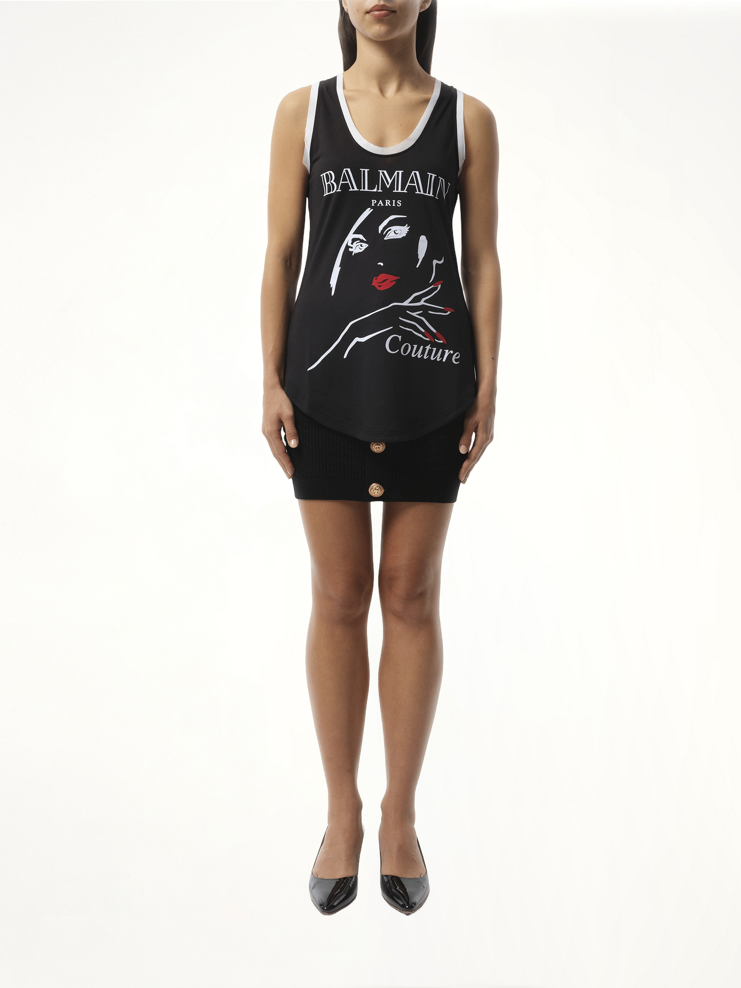 BALMAIN Balmain Beauty Print Jersey & Muslin Top (Black)