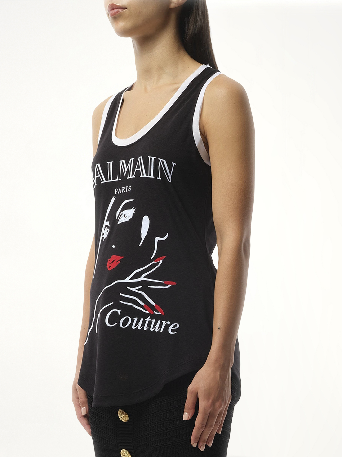 BALMAIN Balmain Beauty Print Jersey & Muslin Top (Black)