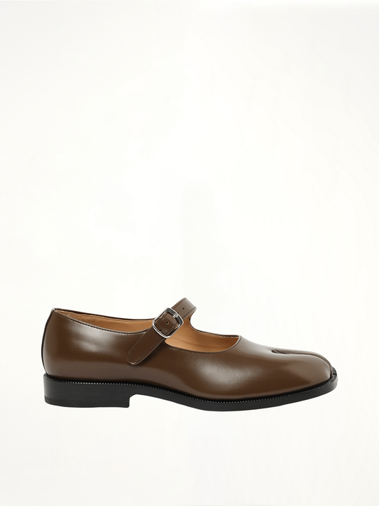 Image of Flats. Product name - Tabi Mary Jane in Wood colour by brand - MAISON MARGIELA