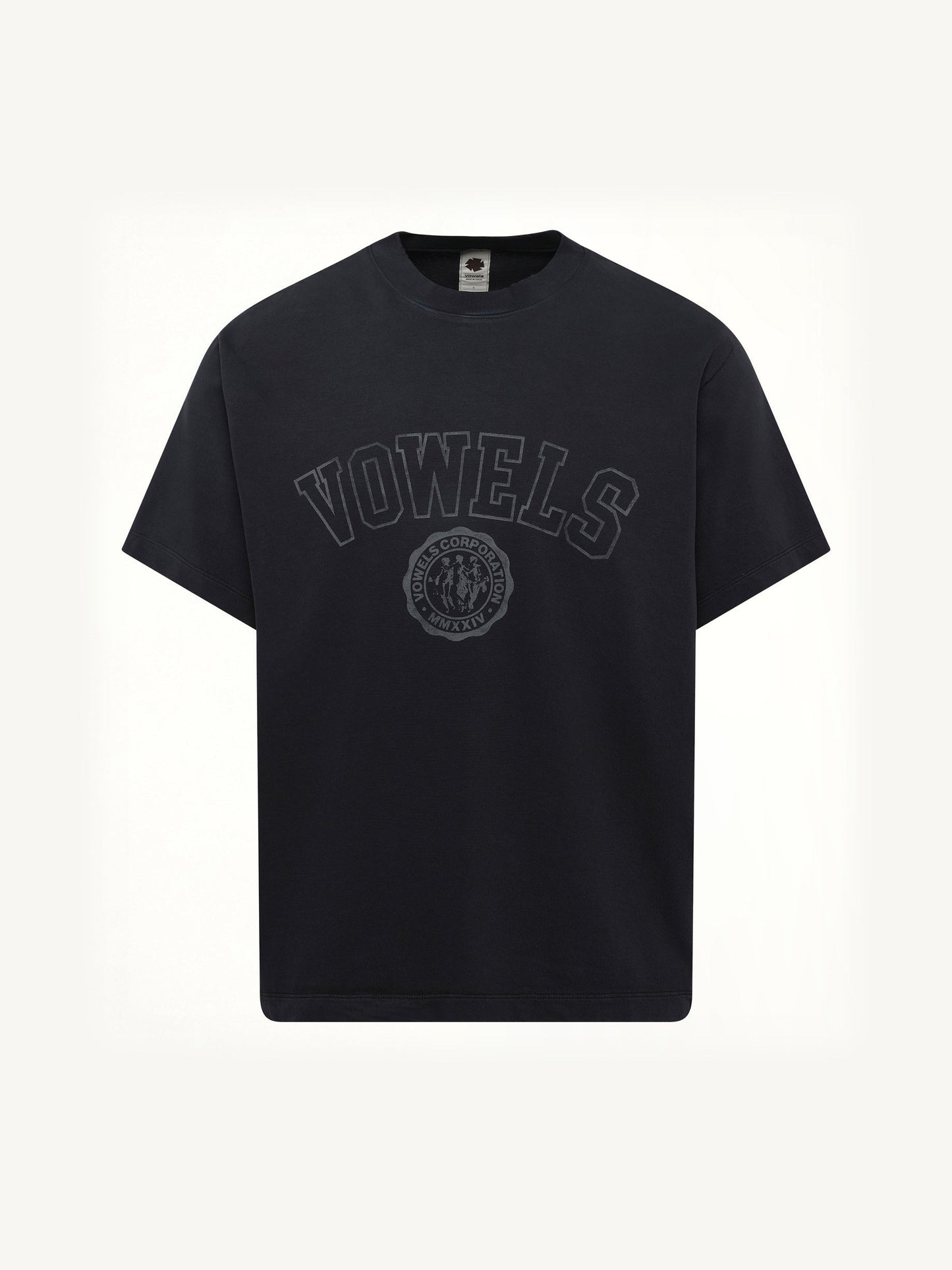 VOWELS Faded Collegiate T-Shirt (Black)