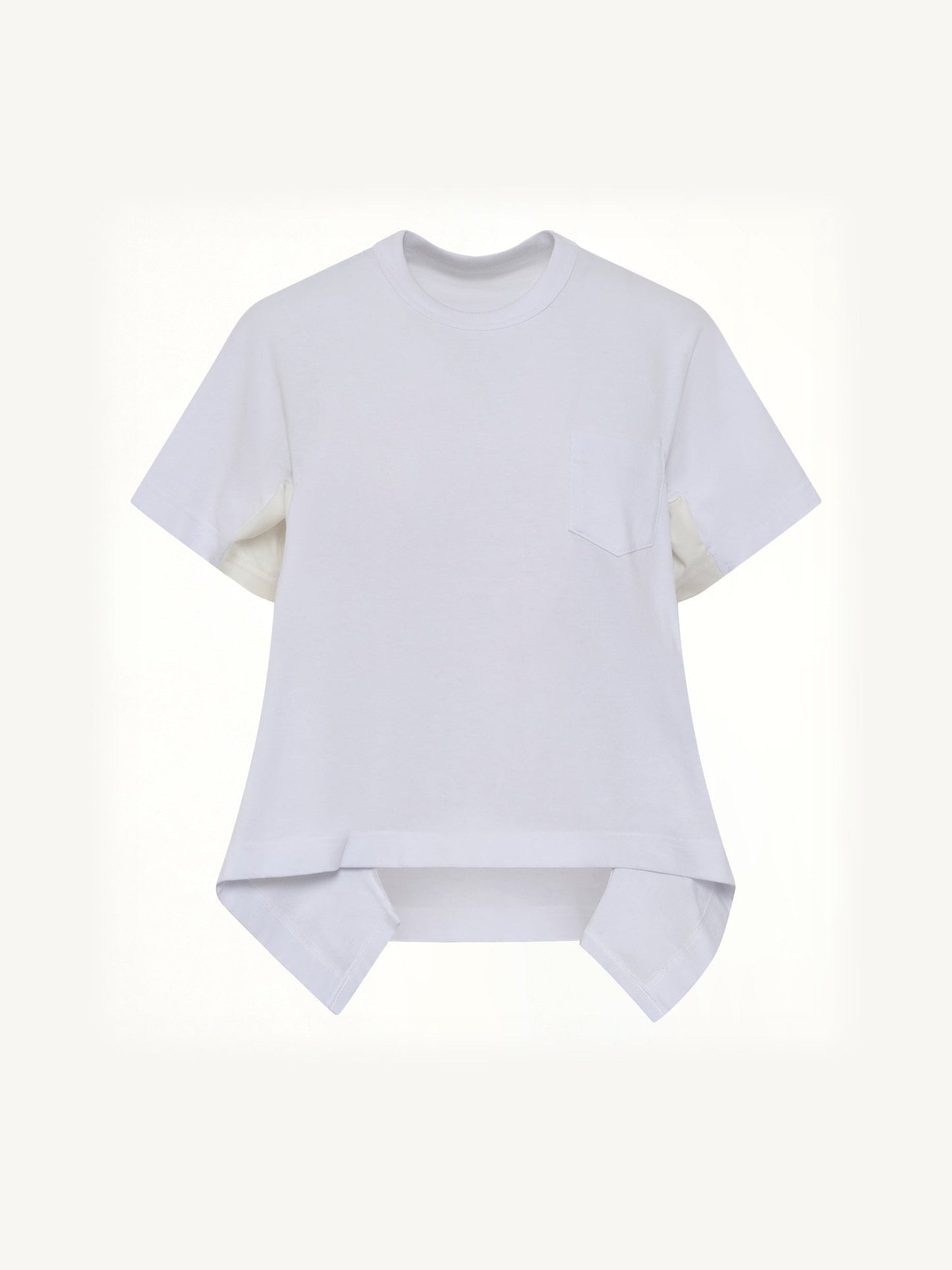 SACAI Light Weight Denim x Cotton Jersey T-Shirt (White)
