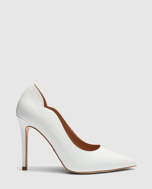 Image of Shoes. Product name - Inisa Women's Court High Heel White Patent Novo Court in White Patent colour by brand - NOVO
