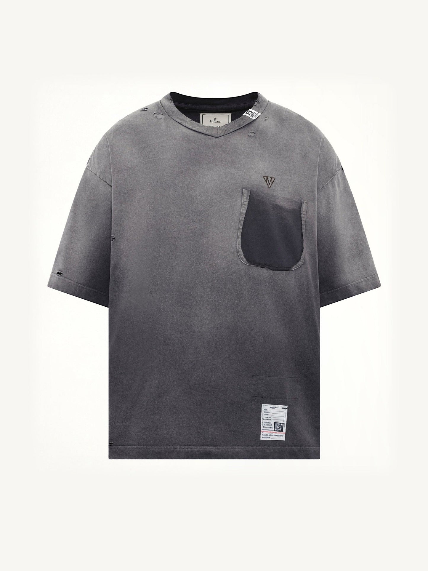 MAISON MIHARA YASUHIRO Sun Faded V Neck T-Shirt (Black)