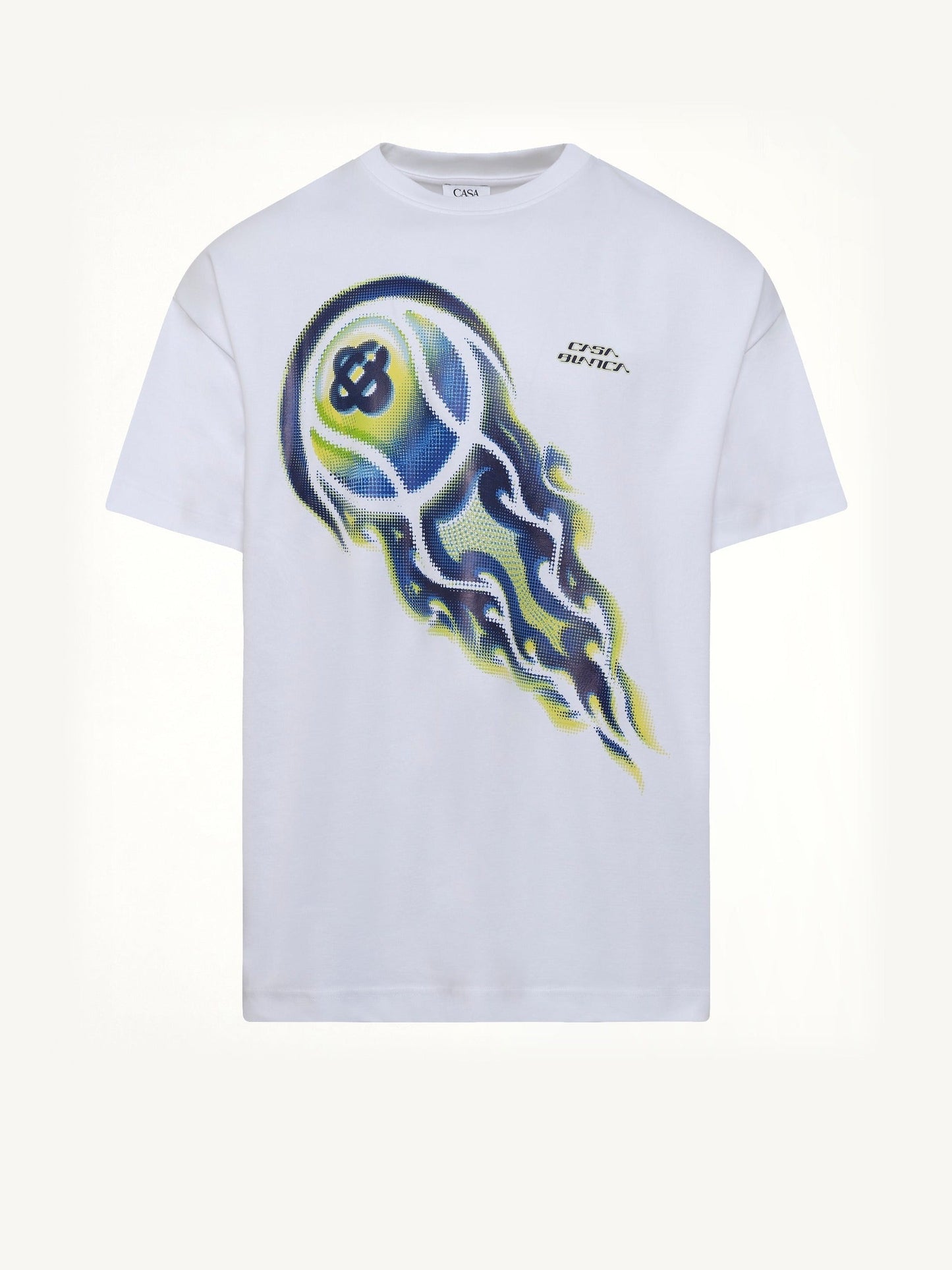 CASABLANCA Flaming Tennis Ball Oversized T-Shirt (White)