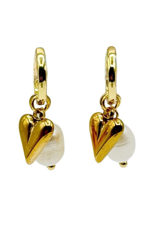 Image of Charms. Product name - Heart Charm Hoops in Gold colour by brand - Betty Basics