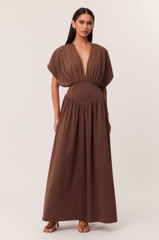 Image of Dresses. Productname: SNDYS HEINE MAXI DRESS in Mocha colour by brand - SNDYS