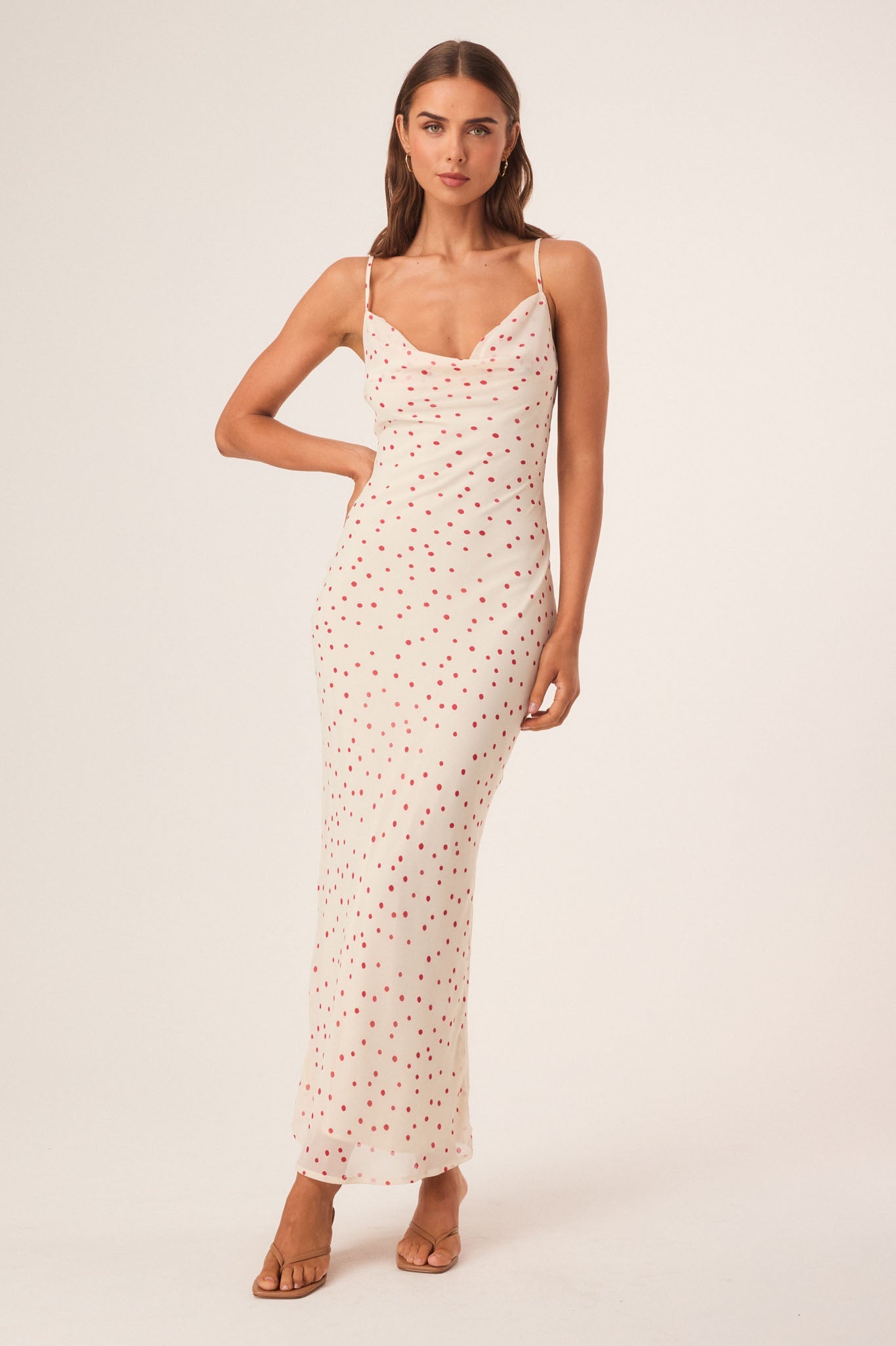 Image of Dresses. Productname: SNDYS SKIN MAXI DRESS in Vanilla Polka colour by brand - SNDYS