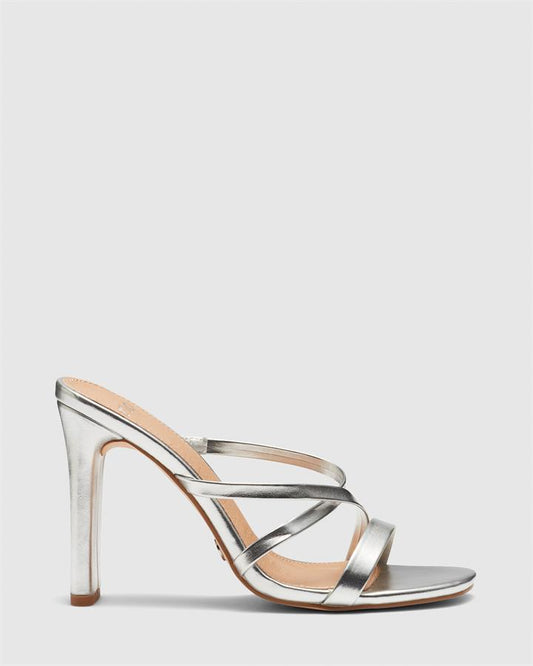 Image of Sandals. Product name - Menthol Women's Strappy High Heel SILVER Novo Sandals in Silver colour by brand - NOVO