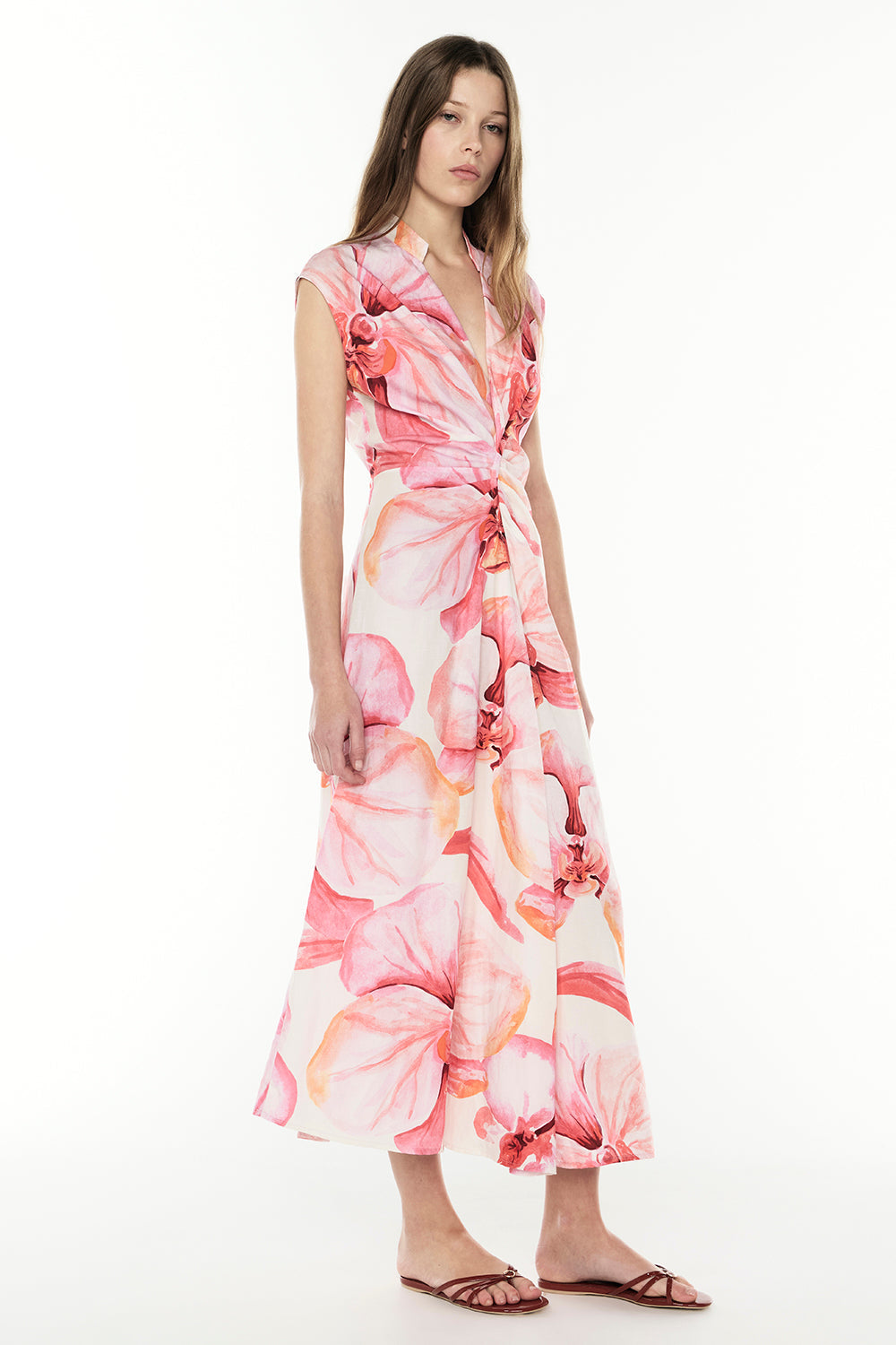 Still Life Midi Dress (Pink/Melon)