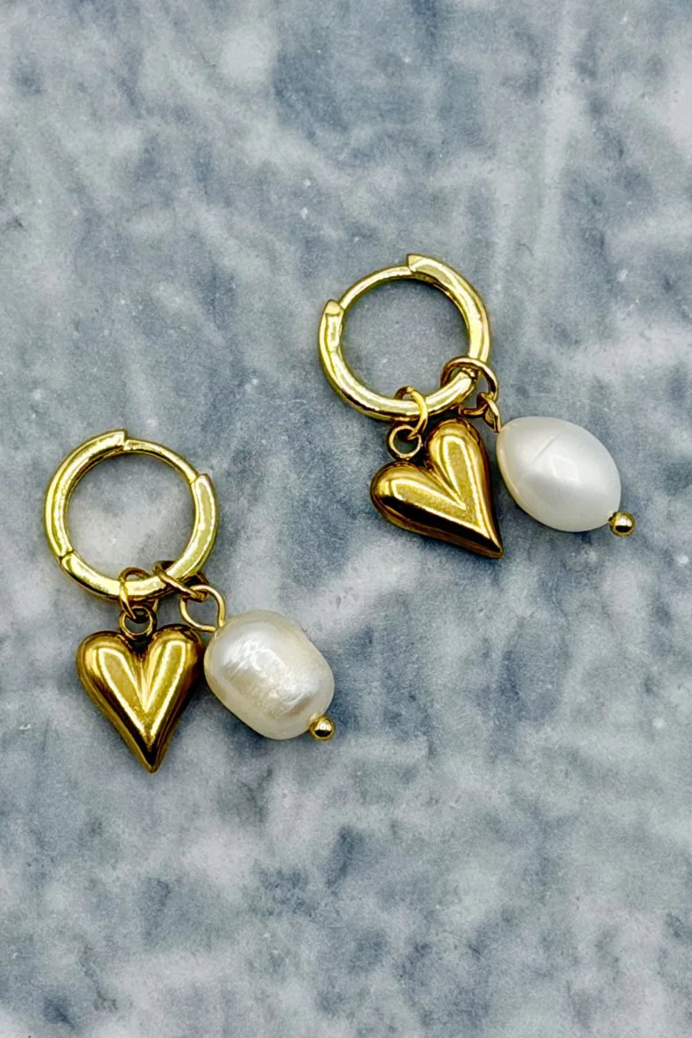 Betty Basics Heart Charm Hoops (Gold)
