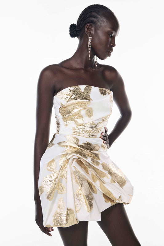 Paved With Gold Bubble Dress (Ivory/Gold)