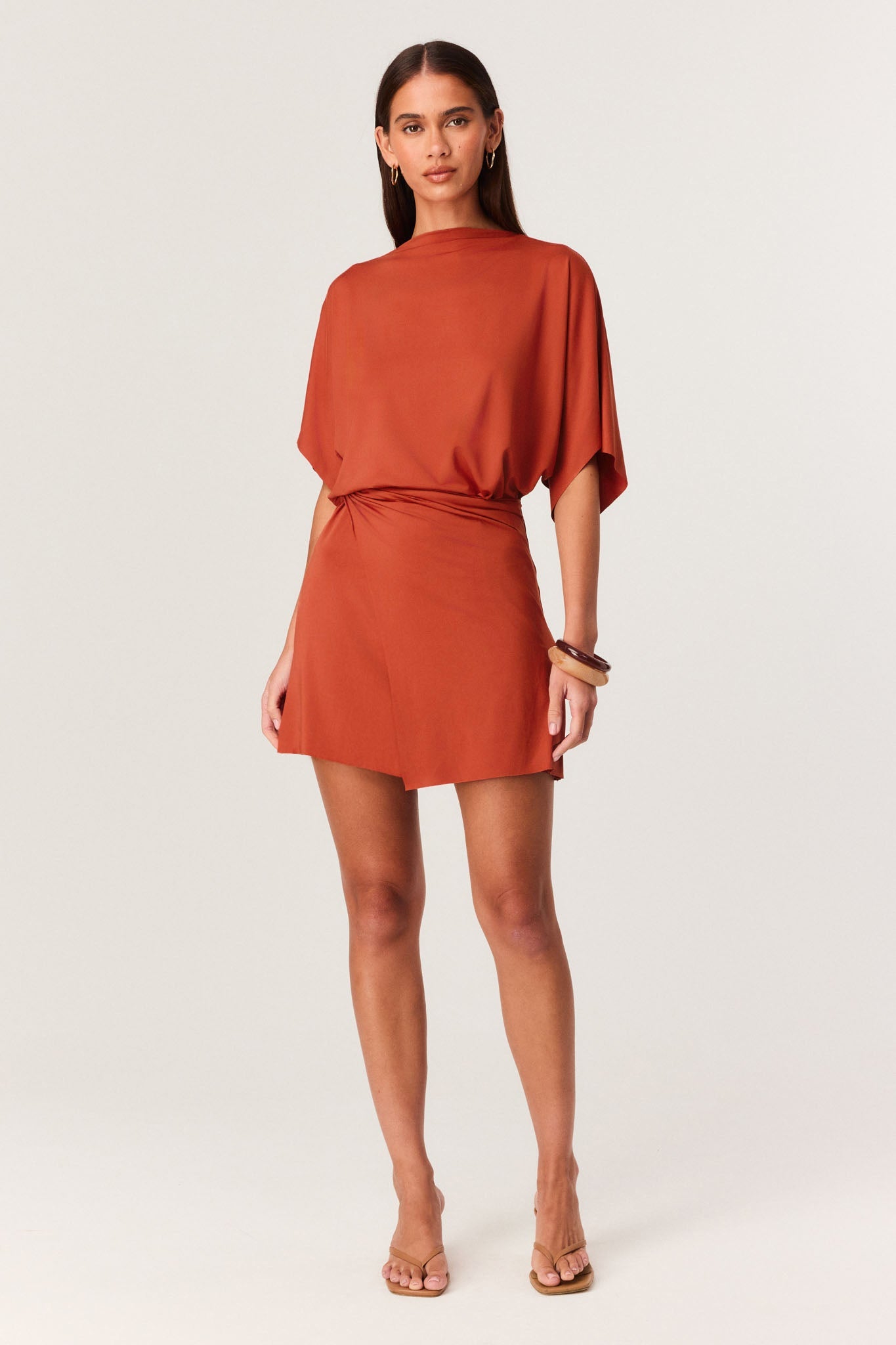 Image of Dresses. Productname: SNDYS CORA MINI DRESS in Rust colour by brand - SNDYS