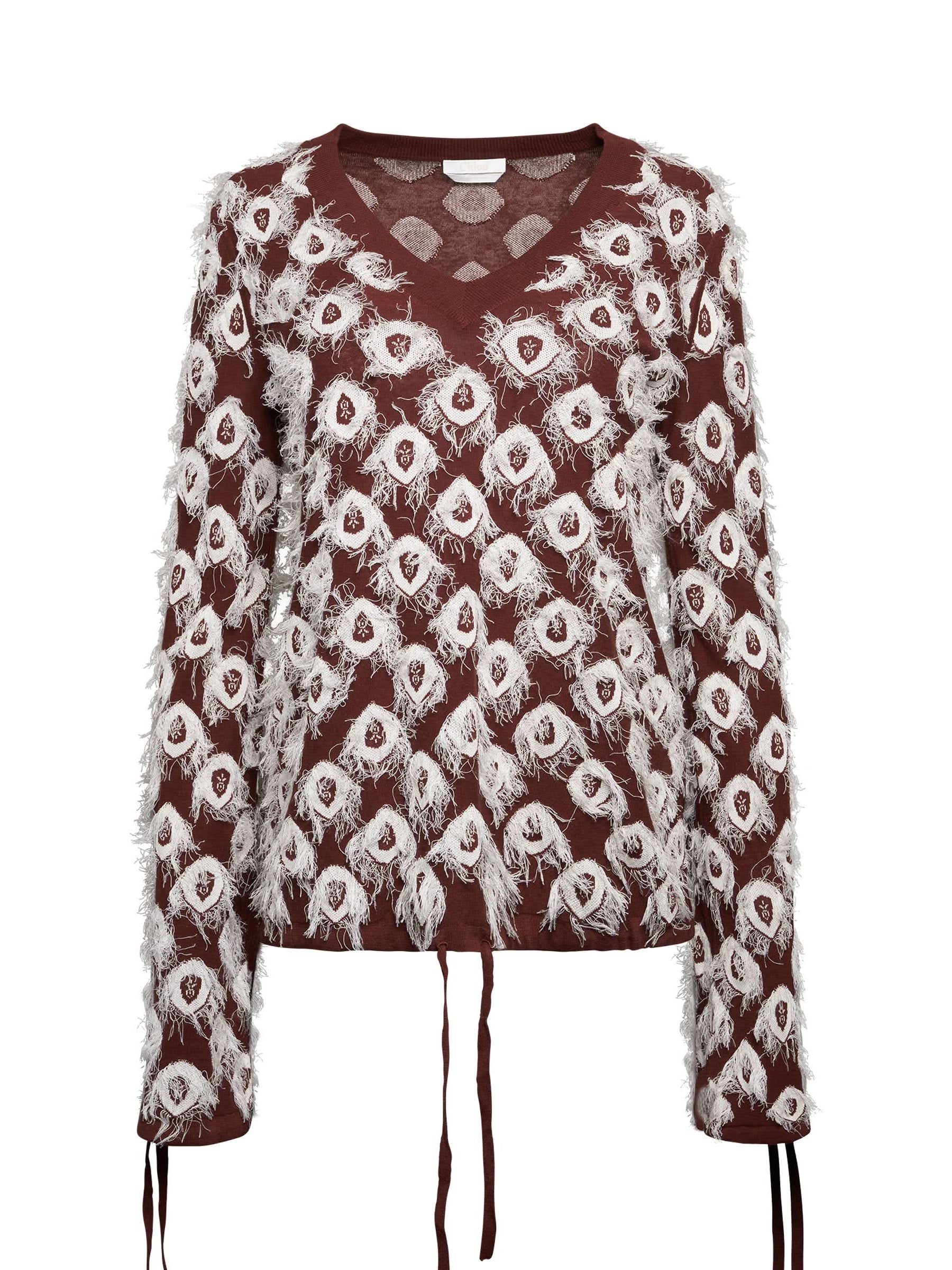 Image of a model wearing Outerwear. Productname: CHLOE Pullover in Burgundy colour by brand - CHLOE