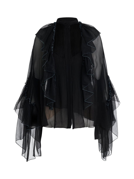 Image of a model wearing Tops. Productname: CHLOE Top in BLACK colour by brand - CHLOE