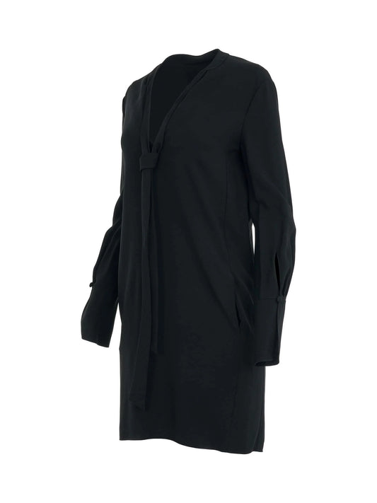 CHLOE Neck Tie Shift Dress (Black)
