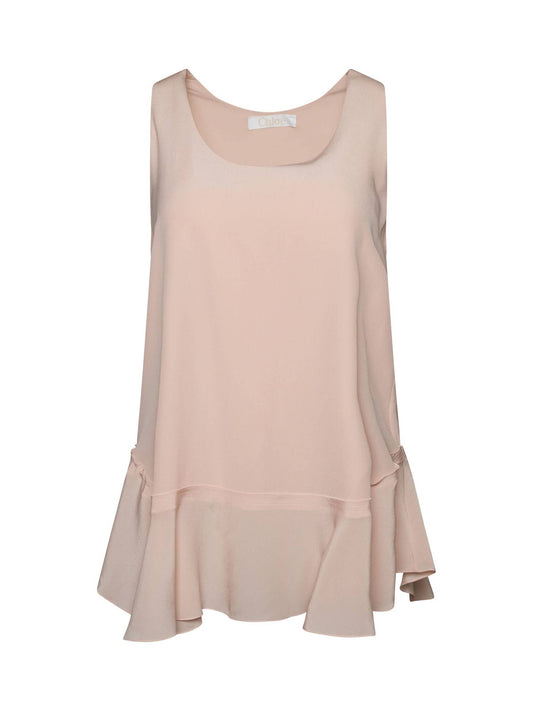 Image of a model wearing Tops. Productname: CHLOE Haut Top in Beige colour by brand - CHLOE