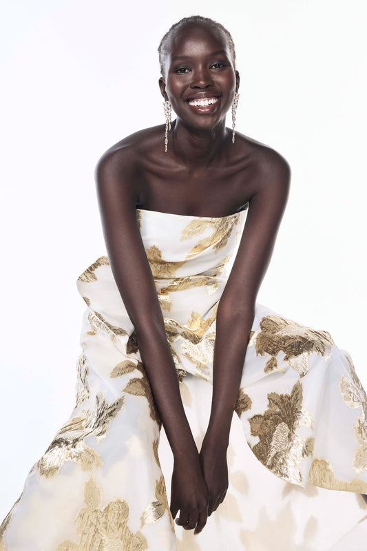 Image of Dresses. Productname: Paved With Gold Gown in IVORY/GOLD colour by brand - Manning Cartell