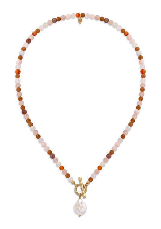 Image of Accessories. Productname: Auguste The Label Solstice Pearl Drop Necklace in Print colour by brand - Auguste The Label