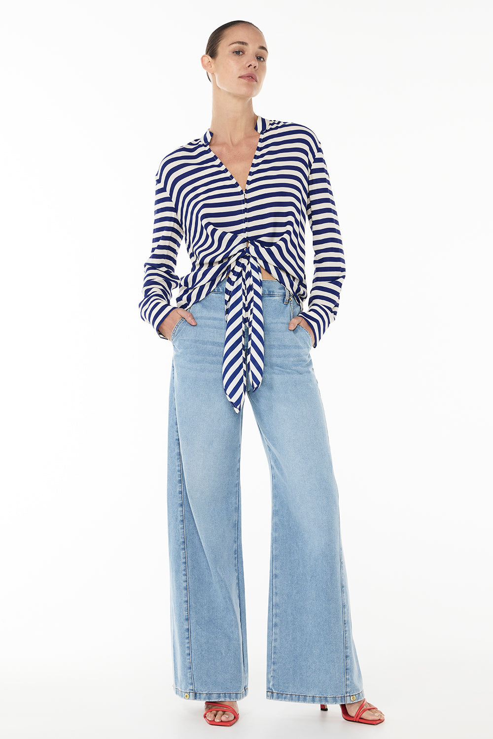 Riviera Stripe Blouse (Blue/White)
