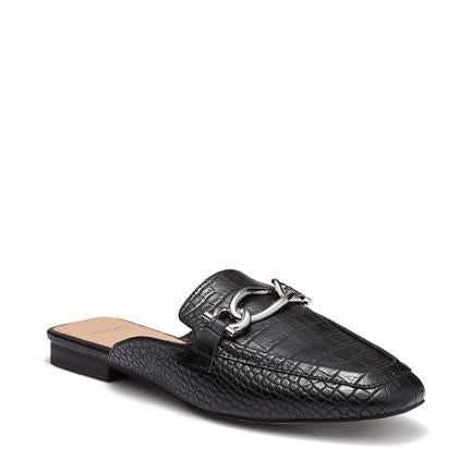 Image of Flats. Product name - Carletta Women's Casual Flat Closed Black Croc Novo Casual in Black Croc colour by brand - NOVO