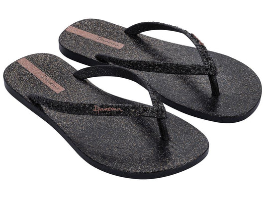 Image of Sandals. Product name - Glitz Fem Women's Ipanema BLACK GLITTER GRENDENE in Black Glitter colour by brand - IPANEMA