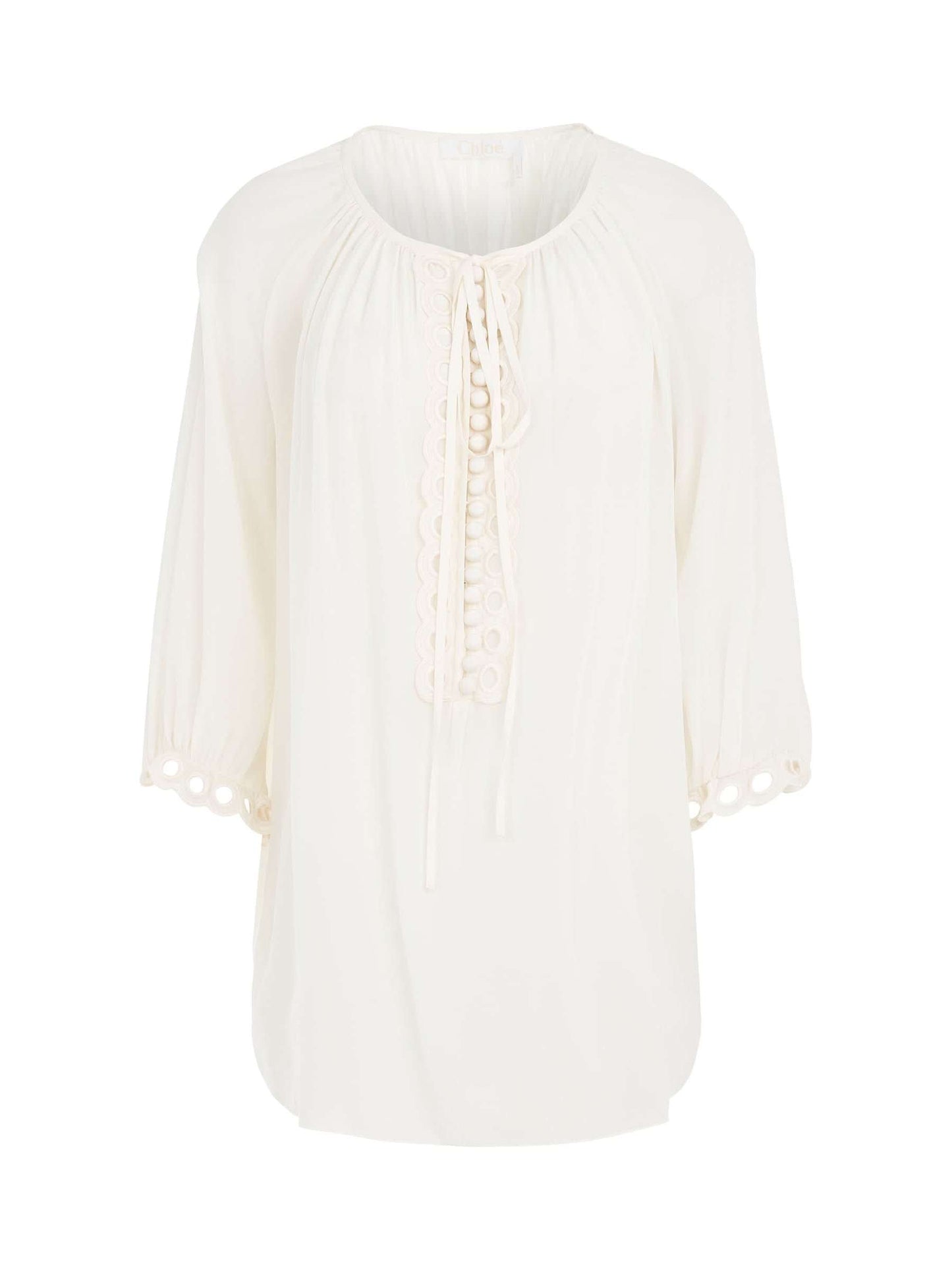 Image of Shirts. Product name - Long Sleeve Top in White colour by brand - CHLOE
