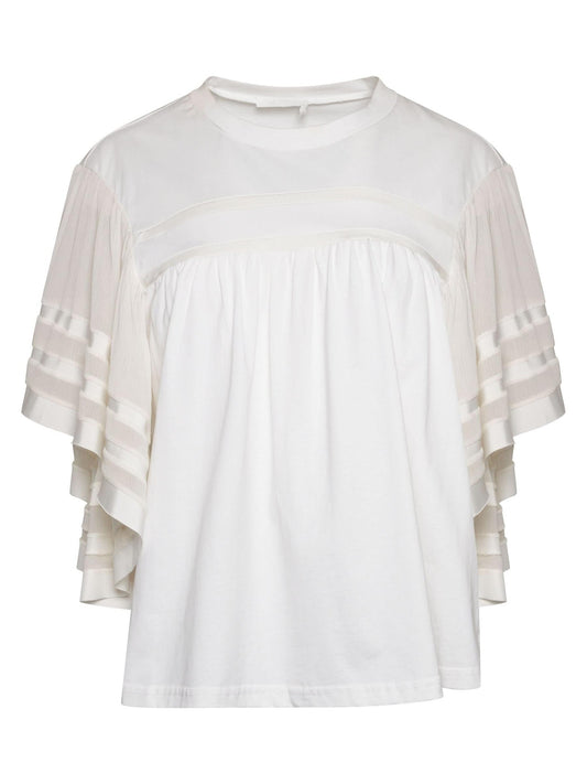 Image of a model wearing Tops. Productname: CHLOE Haut Top in Optic White colour by brand - CHLOE