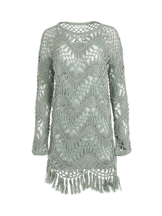 Image of a model wearing Dress. Productname: CHLOE Robe Dress in Sea colour by brand - CHLOE