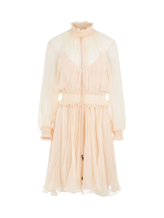 Image of a model wearing Dress. Productname: CHLOE Robe Dress in Beige colour by brand - CHLOE
