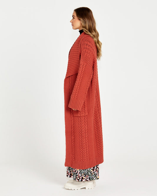 Sass Clothing Jacinta Oversized Cable Knit Cardi (Rosewood)