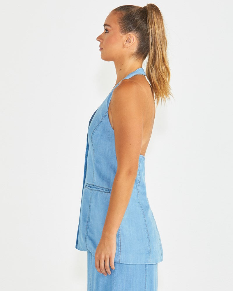 Sass Clothing Seville Halter Vest (Chambray)