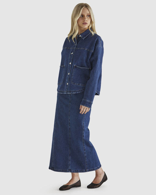 Sass Clothing Marza Denim Skirt (78 Wash)