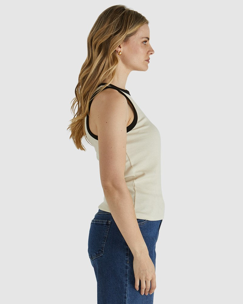Sass Clothing Noah Rib Tank (Bone/Black)