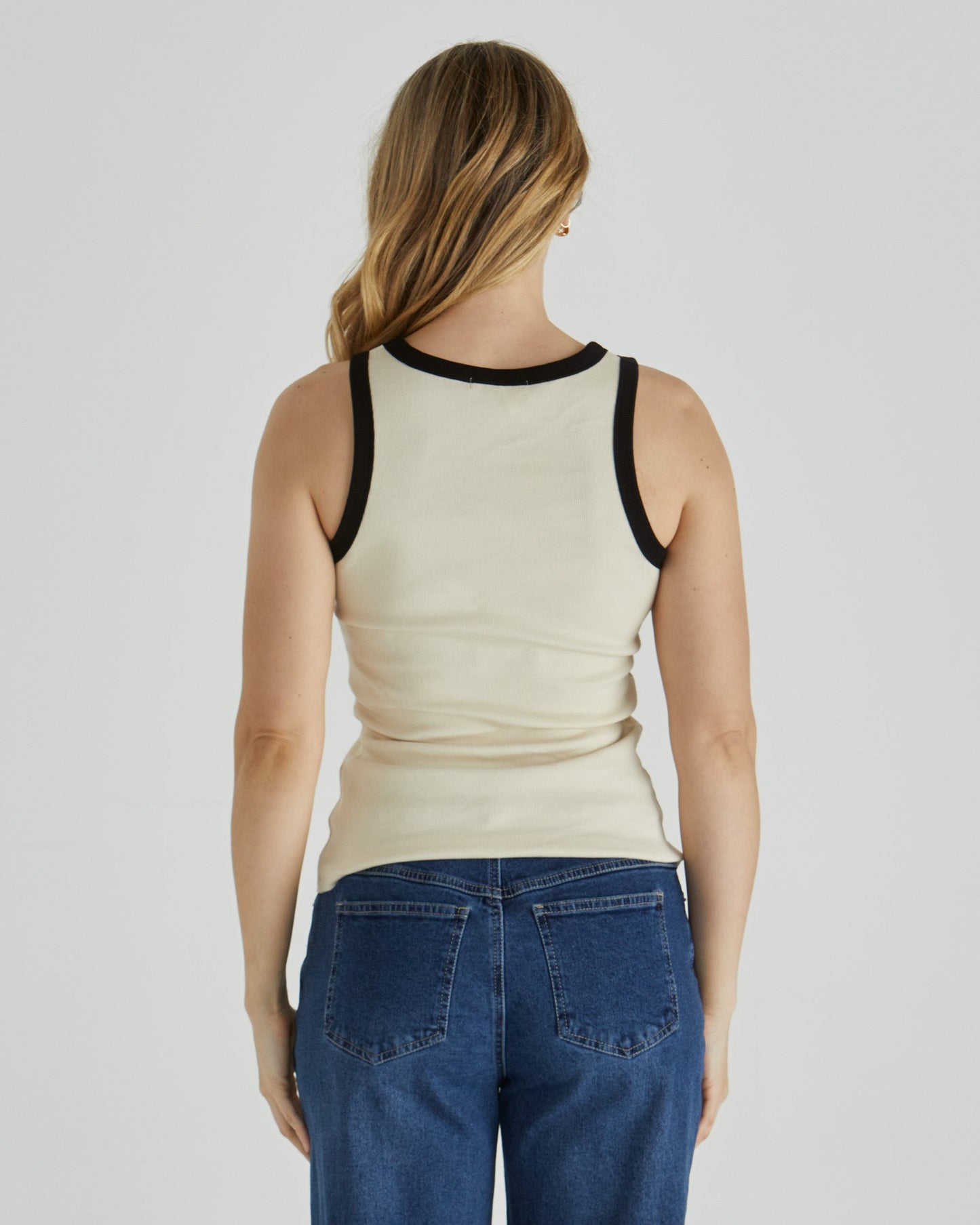 Sass Clothing Noah Rib Tank (Bone/Black)