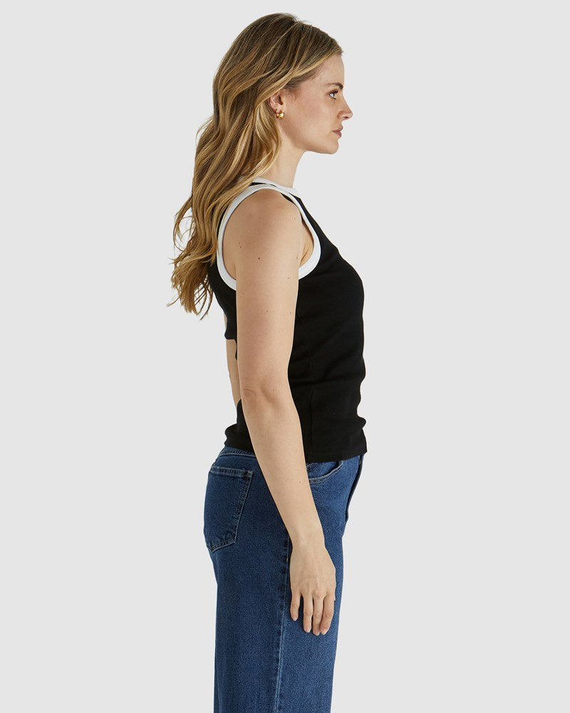 Sass Clothing Noah Rib Tank (Black/White)