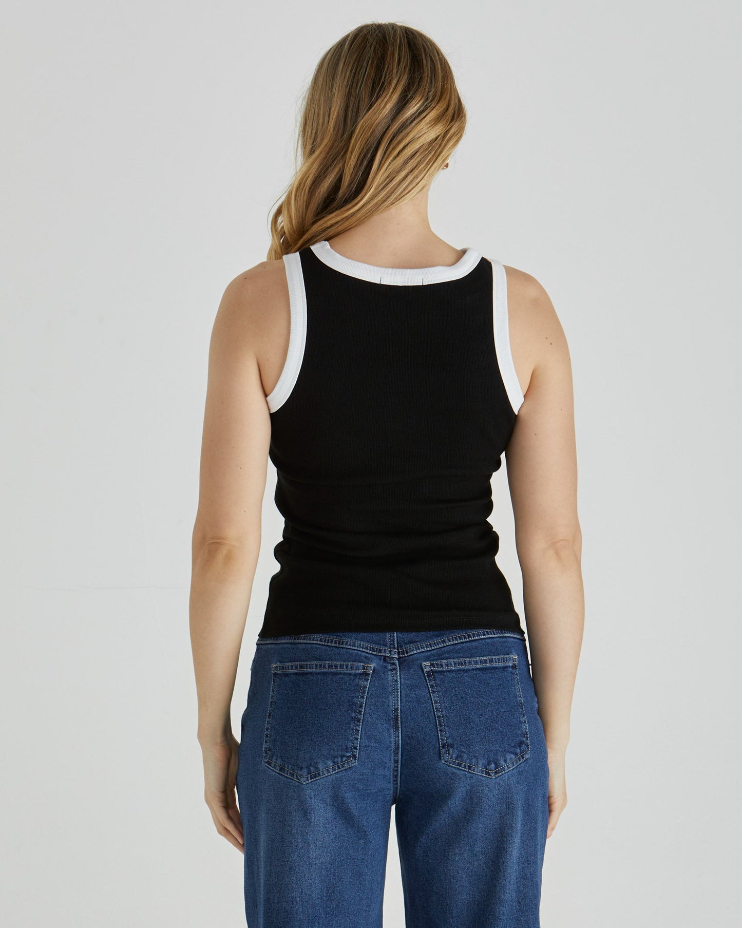 Sass Clothing Noah Rib Tank (Black/White)
