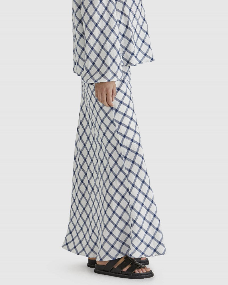 Sass Clothing Beau Bias Skirt (White Check)