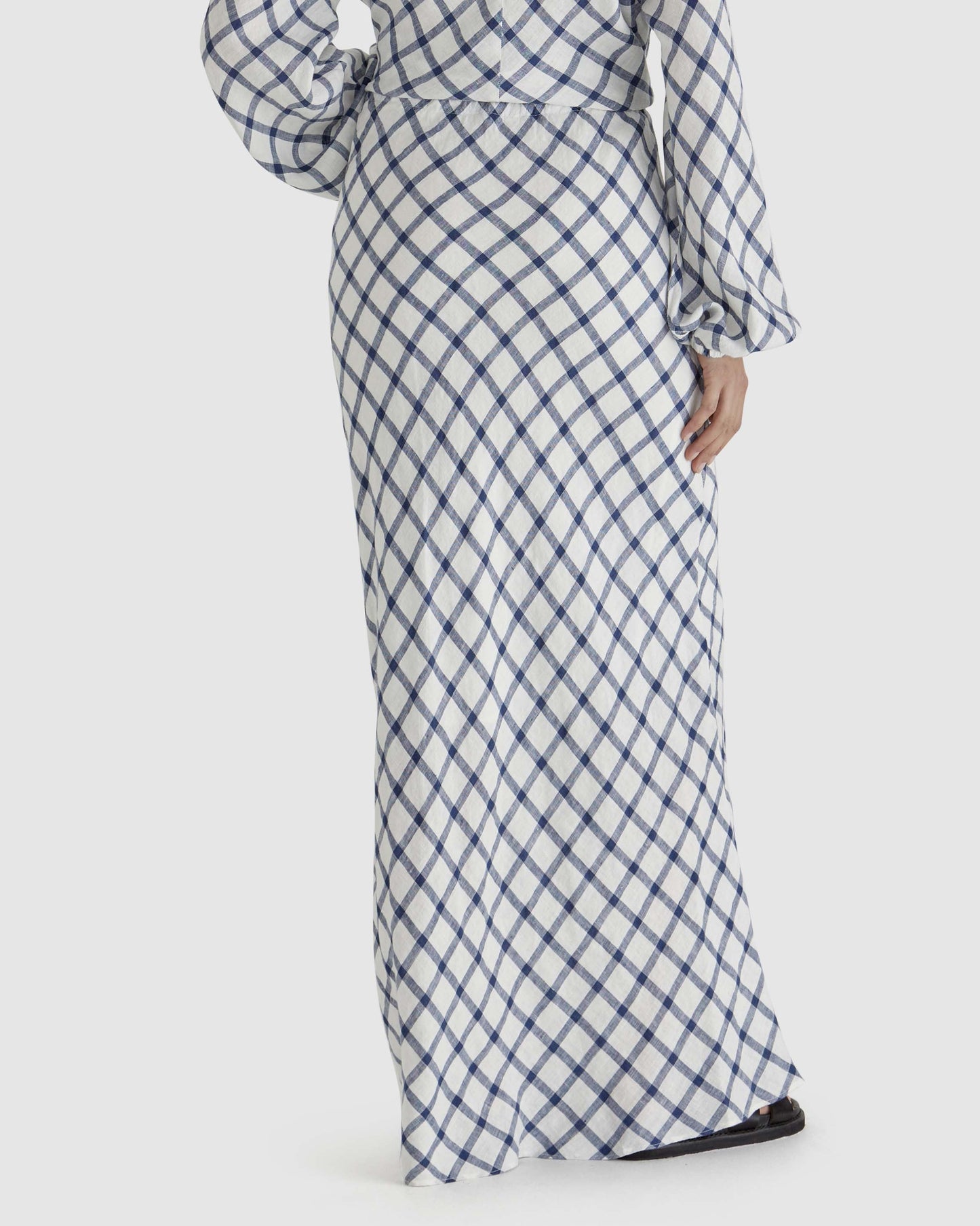 Sass Clothing Beau Bias Skirt (White Check)