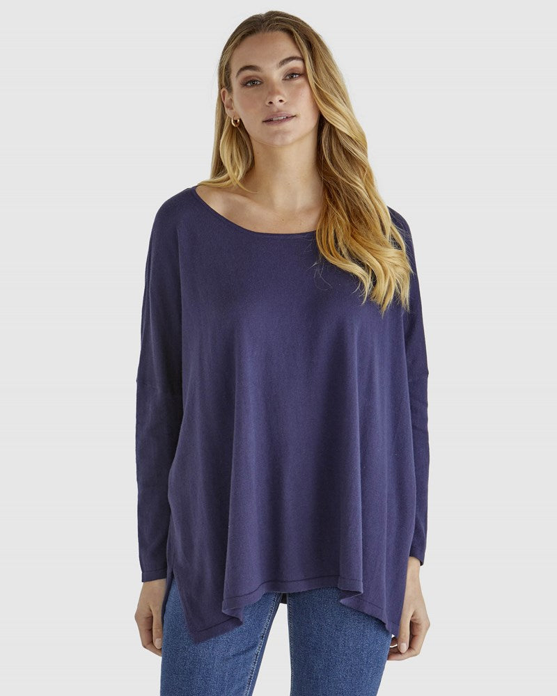 Image of a model wearing Tops. Product name - Khaleesi Knit in Navy colour by brand - Sass Clothing