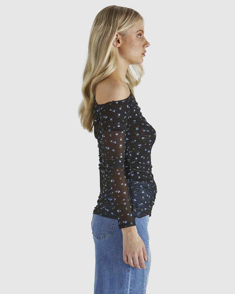 Sass Clothing Lauretta Mesh Top (Black Ditsy)