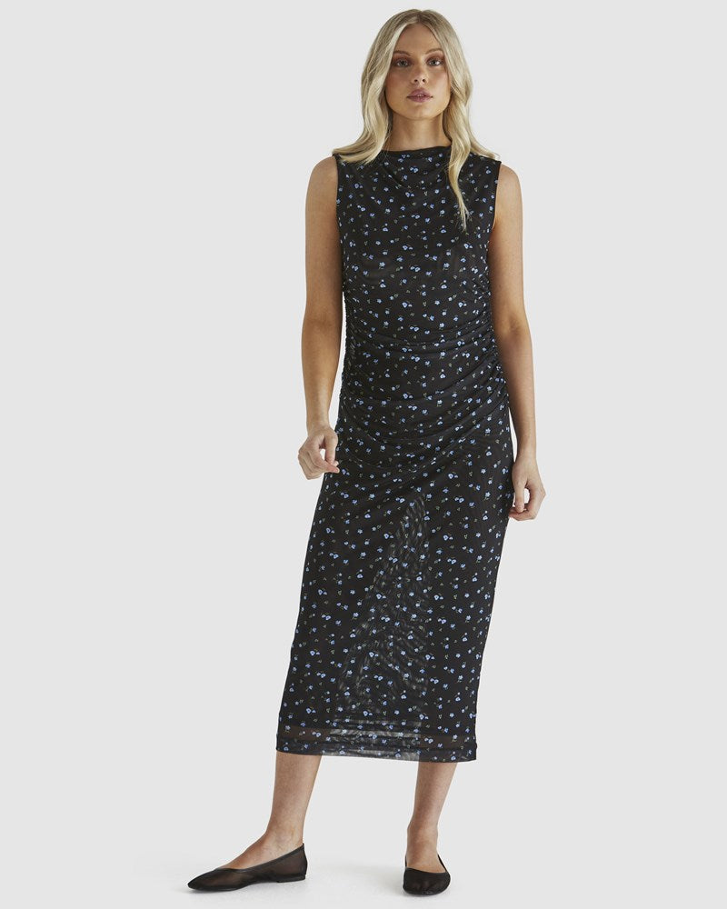 Sass Clothing Lauretta Mesh Dress (Black Ditsy)