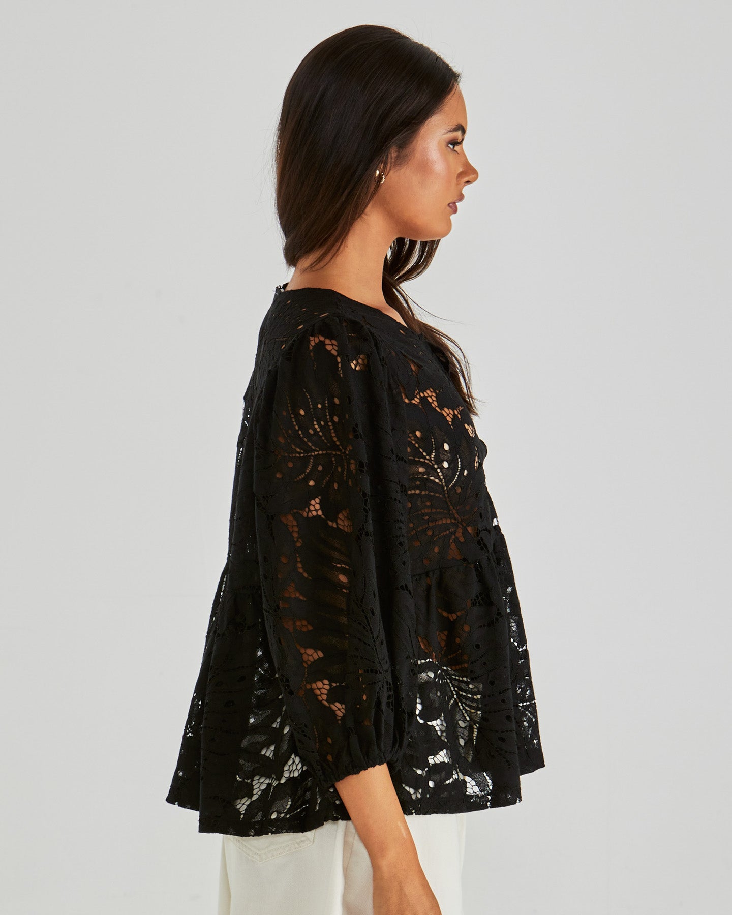 Sass Clothing Hilde Peplum Blouse (Black)