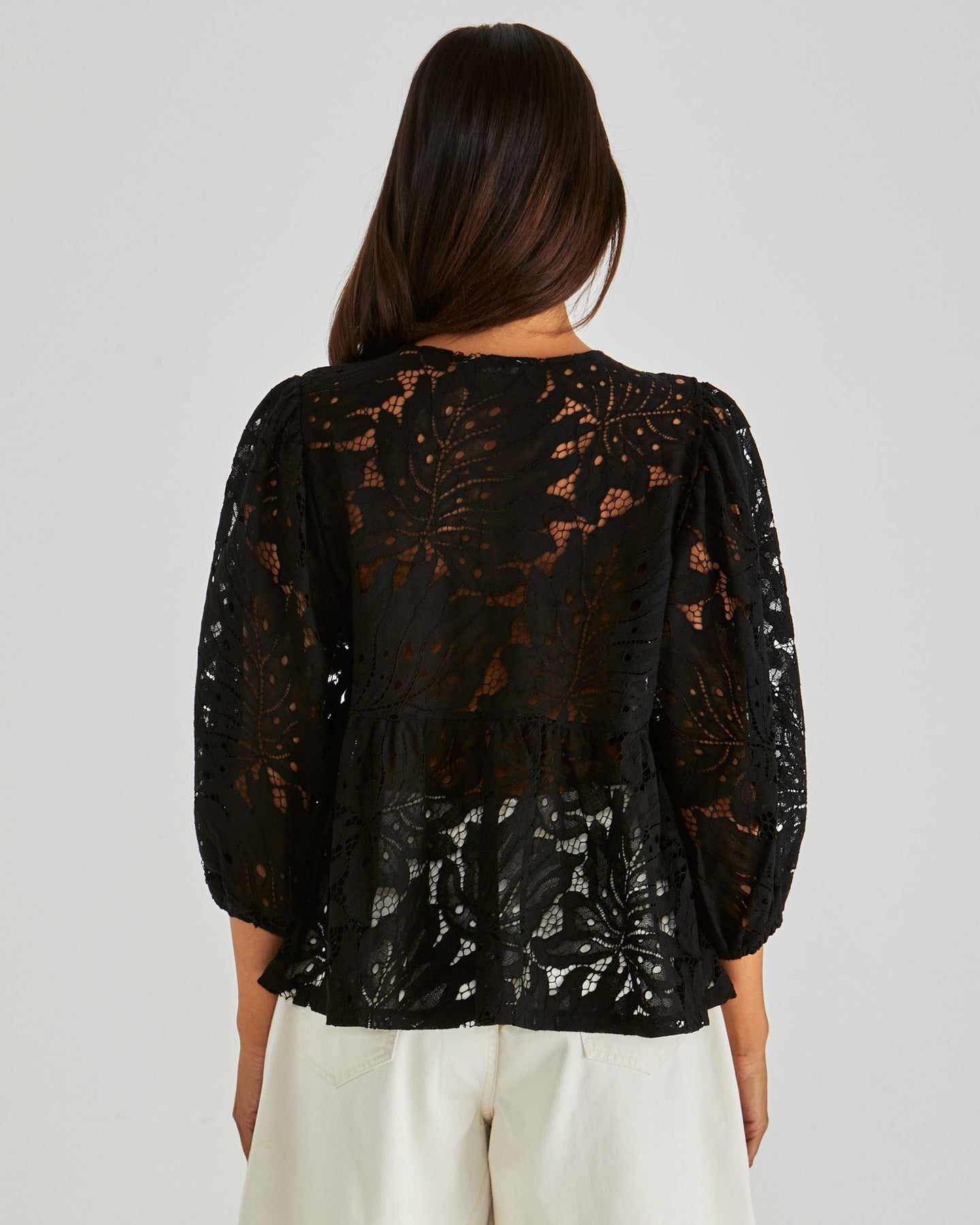 Sass Clothing Hilde Peplum Blouse (Black)