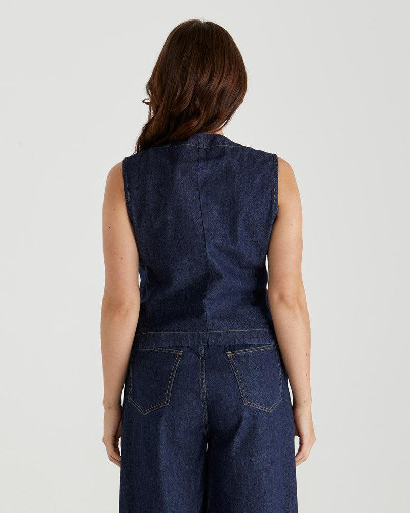 Sass Clothing Myla Vest (Dark Rinse)